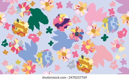 Floral seamless pattern with abstract big flowers.