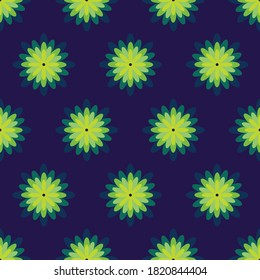 Floral seamless pattern. Abstract blue background.