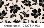 Floral seamless pattern. Abstract flowers background. Modern print in black and white background. Ideal for textile design, wallpaper, covers, posters, cards, decoration and packaging.