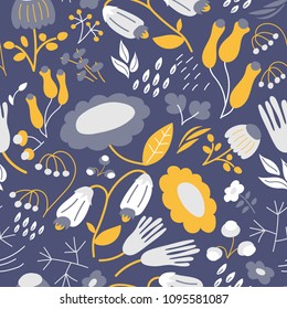 Floral seamless pattern with abstract flowers. Vector illustration for you background, textile, fabric, wrapping paper ect.