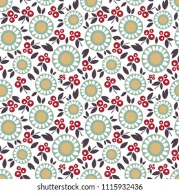 Floral seamless pattern with abstract flowers in pastel colours.