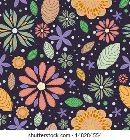 Floral seamless pattern, abstract flowers, children pattern