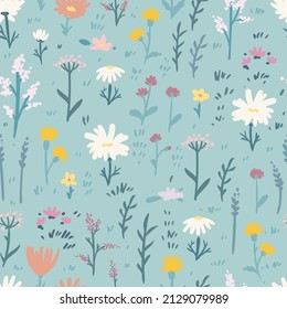Floral seamless pattern with abstract flowers