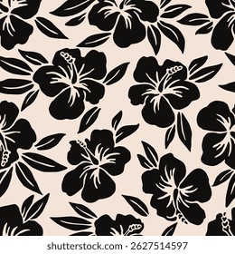 Floral seamless pattern. Abstract flowers background. Modern print in black and white background. Ideal for textile design, wallpaper, covers, posters, cards, decoration and packaging.