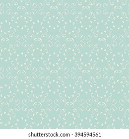Floral seamless pattern. Abstract flowers background. Beige line on light blue background.  Stamping on fabric. 