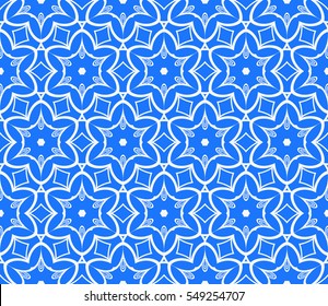 floral seamless pattern. abstract geometry shape and lines. vector illustration. Ethnic ornament. blue color