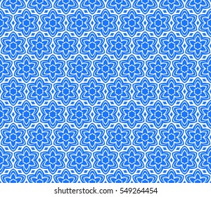 floral seamless pattern. abstract geometry shape and lines. vector illustration. Ethnic ornament. blue color