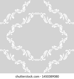 floral seamless pattern abstract leaves, swirls, grey and white
