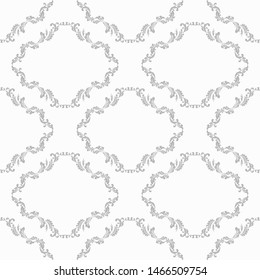 floral seamless pattern abstract leaves, swirls grey and white