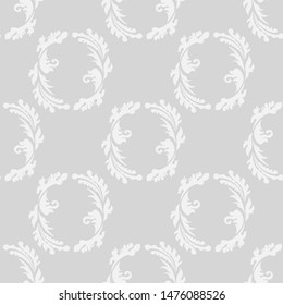 floral seamless pattern abstract leaves, swirls grey