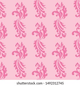 floral seamless pattern abstract leaves, swirls pink