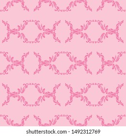 floral seamless pattern abstract leaves, swirls pink