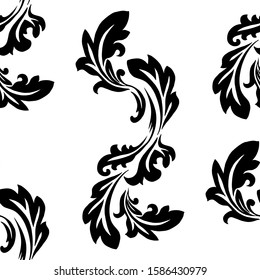floral seamless pattern abstract leaves, swirls