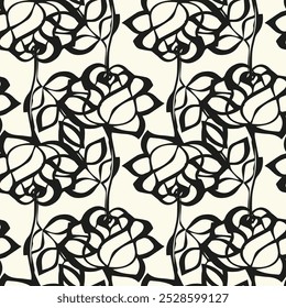 Patrón floral sin fisuras. Fondo de flores de líneas Abstractas. Fondo de pantalla floral. Diseño botánico para impresiones, superficie, decoración del hogar, tela. Ilustración vectorial.