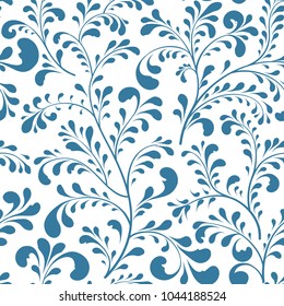 Floral seamless pattern. Abstract ornamental flowers. Flourish leaves background