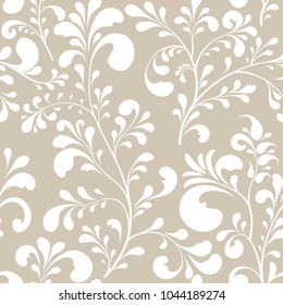 Floral seamless pattern. Abstract ornamental flowers. Flourish leaves background