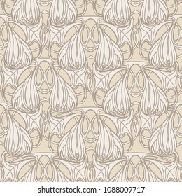 Floral seamless pattern. Abstract ornamental flowers. Flourish leaves background