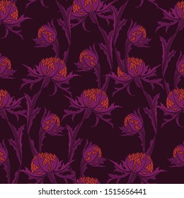 Floral seamless pattern. Abstract ornamental flowers. Flourish leaves background
