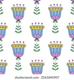 Floral seamless pattern with abstract plant in Scandinavian style