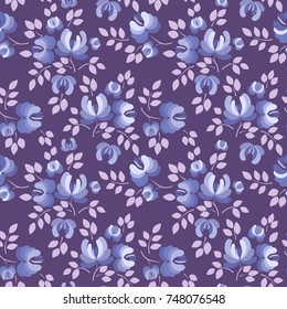 Floral seamless pattern. Abstract purple flowers. Vector illustration.