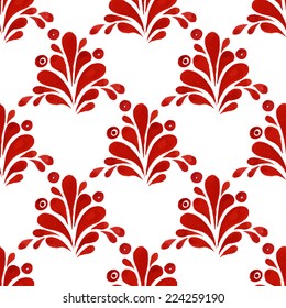 Floral seamless pattern. Abstract floral red shapes, paisley, drops on a white background. 
