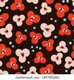 Floral seamless pattern. Abstract texture with flowers in simple naive style. Ditsy background.