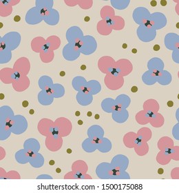 Floral seamless pattern. Abstract texture with flowers in simple naive style. Ditsy background.