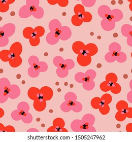 Floral seamless pattern. Abstract texture with flowers in simple naive style. Ditsy background.