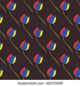 Floral seamless pattern with abstract tulips. Perfect for textiles, printing