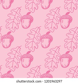 floral seamless pattern acorn and oak leaves