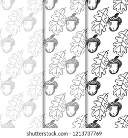 floral seamless pattern acorn and oak leaves