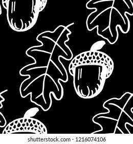 floral seamless pattern acorn and oak leaves