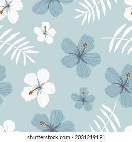 Patrón floral sin fisuras para el diseño de prendas de vestir, textiles, ropa, papel pintado. Flores hawaianas de fondo.