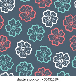 Floral seamless pattern with apple flowers.