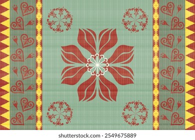 Floral arte padrão sem costura em design de estilo damasco para impressão de cobertura de cortina, papel de parede, tecido, roupas e decoração casa isolado em verde ilustração fundo encontrar vetor .