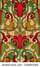 Floral seamless pattern in art nouveau style, vector illustration	