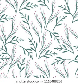Floral seamless pattern. Artistic print. Colorful hand drawn flowers and leaves. Vector Illustration.