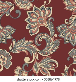 Floral seamless pattern in asian textiles style. 
