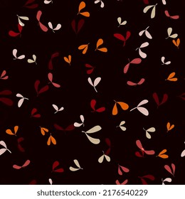 floral seamless pattern. Autumn background with leaves, maple seeds