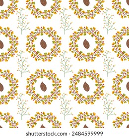 Floral seamless pattern with autumn flowers