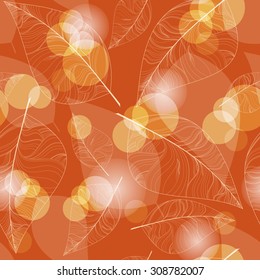 Floral seamless pattern with autumn  leaves.  Autumn background. Vector illustration