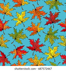 Floral seamless pattern autumn leaves