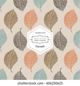 Floral seamless pattern with autumn tree leaves