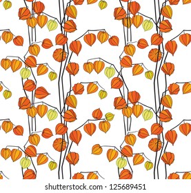 floral seamless pattern background with abstract ornament winter cherry