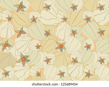 floral seamless pattern background with abstract ornament winter cherry