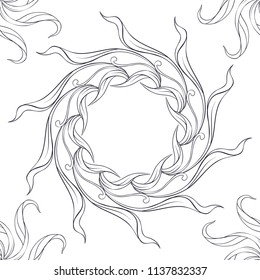 Floral seamless pattern, background  In art nouveau style, vintage, old, retro style. Vector illustration. Outline drawing. 