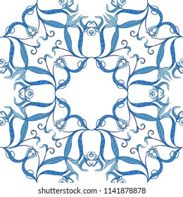 Floral seamless pattern, background  In art nouveau style, vintage, old, retro style in blur colors. Vector illustration. Isolated on white background.