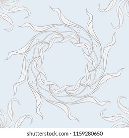 Floral seamless pattern, background  In art nouveau style, vintage, old, retro style. Vector illustration. In vintage blue and beige colors.