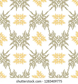 Floral Seamless pattern, background with In art nouveau style, vintage, old, retro style. Colored vector illustration.
