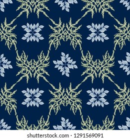 Floral Seamless pattern, background with In art nouveau style, vintage, old, retro style. Colored vector illustration.
